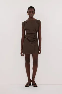 MARMO CHOCOLATE DRAPED MINI DRESS