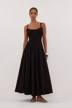 TOBY BLACK COTTON MIDI DRESS