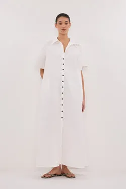 VIOLET WHITE SHIRT MIDI DRESS
