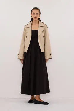 LILLY BLACK COTTON STRAPLESS MIDI DRESS