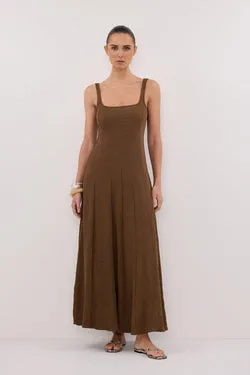 CANNE CHOCOLATE MIDI DRESS