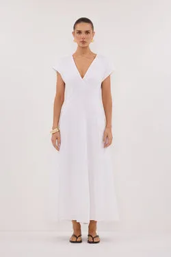MATISSE WHITE LINEN MIDI DRESS