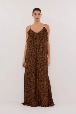 TERRA CAPRI RUST SLEEVELESS MAXI DRESS