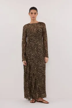 MARVILLA CHOC LONG SLEEVE MAXI DRESS