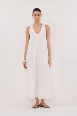 HAZEL WHITE RAMIE SLEEVELESS MIDI DRESS