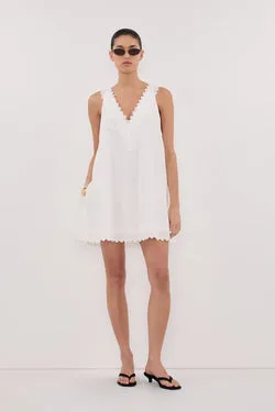 ANNABEL WHITE SLEEVELESS V NECK MINI DRESS