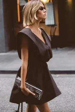 SABRE BURNT CHOC COTTON MINI DRESS
