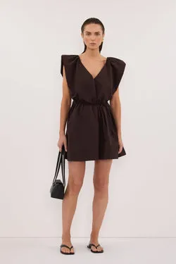 SABRE BURNT CHOC COTTON MINI DRESS