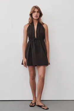 TAMMY BURNT CHOC COTTON MINI DRESS