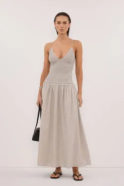 LILITH SLEEVELESS CHECK COTTON MIDI DRESS