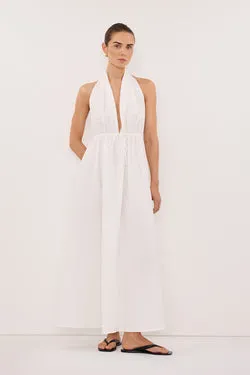 TAMMY WHITE SLEEVELESS COTTON MIDI DRESS