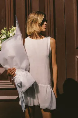 ARLO WHITE RAMIE BUBBLE MINI DRESS