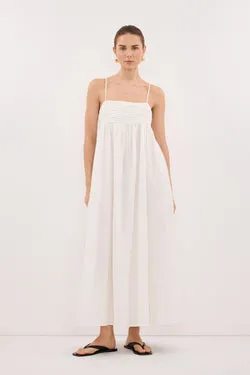 CASEY IVORY CRINKLE RAMIE MIDI DRESS