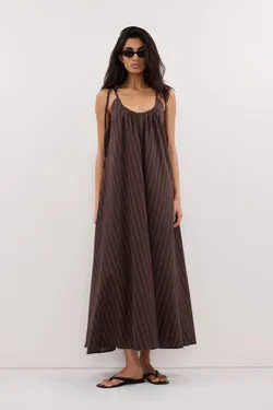FABLE CHOC STRIPE MIDI DRESS