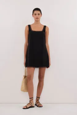 ROSIN BLACK LACE TRIM MINI DRESS
