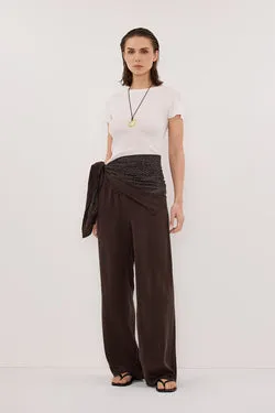 TIA CHOC MICRO CHECK SCARF TOP