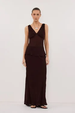 JORJA DARK CHOC SLEEVELESS V NECK TOP