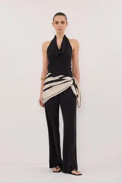 CARLENE BLACK SILK COWL NECK TOP