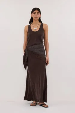 COLETTE BITTER CHOC SILK SKIRT