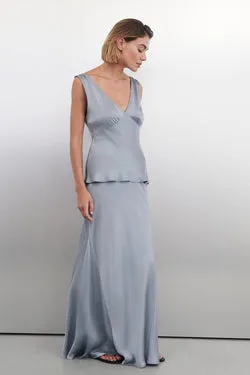 COLETTE DUSTY BLUE SILK MAXI SKIRT