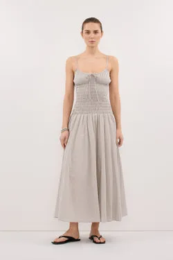 LILA CREAM CHECK MIDI DRESS