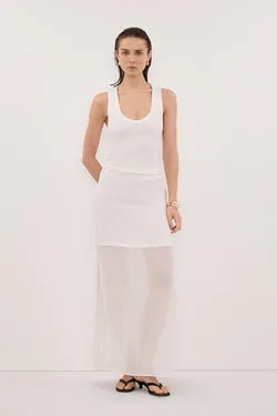 KAI WHITE RAMIE MIDI SKIRT