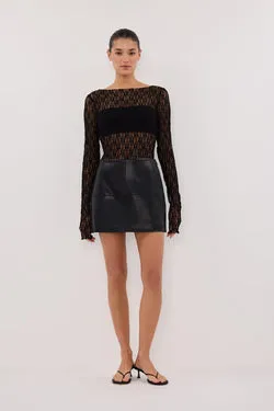 MONTY BLACK FAUX LEATHER MINI SKIRT