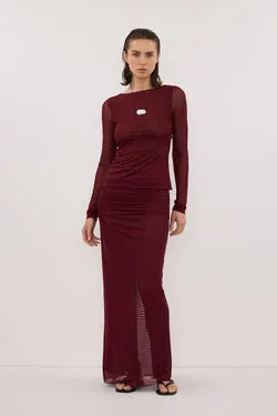 NYRA WINE COLUMN MIDI SKIRT
