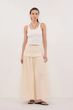 LELA SANDSTONE LINEN MIDI SKIRT