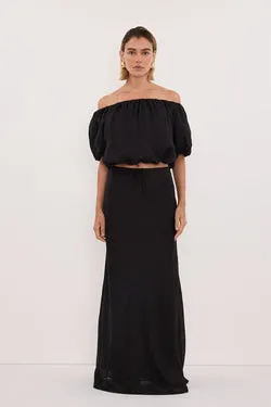 MAISON BLACK RAMIE BIAS MAXI SKIRT