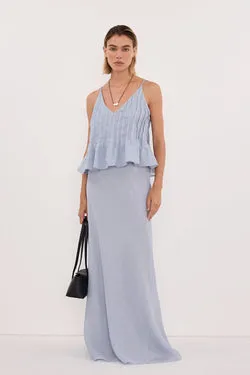 MAISON DUSTY BLUE RAMIE BIAS MAXI SKIRT