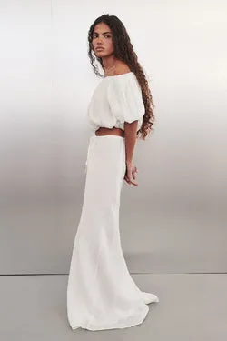 MAISON WHITE RAMIE BIAS MAXI SKIRT