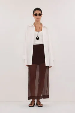 SIAN DARK CHOC SILK ORGANZA MIDI SKIRT