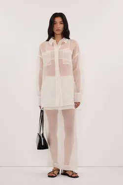 SIAN IVORY SILK ORGANZA MIDI SKIRT
