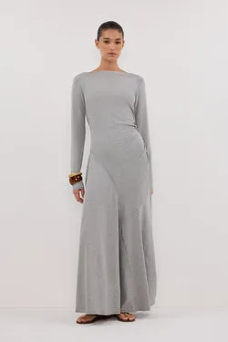 HADLEY SILVER LONG SLEEVE KNIT MAXI DRESS
