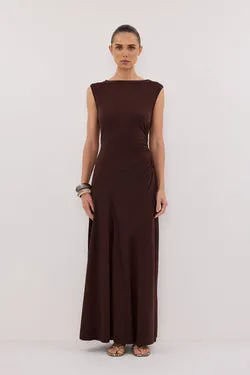 HADLEY CHOC SLEEVELESS KNIT MAXI DRESS