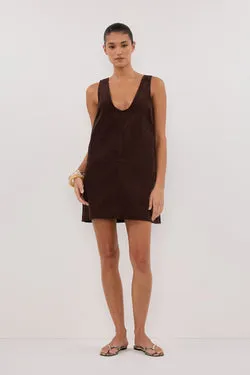 MILA CHOC COTTON CORDUROY MINI DRESS
