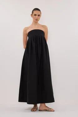 MORGAN BLACK STRAPLESS MIDI DRESS