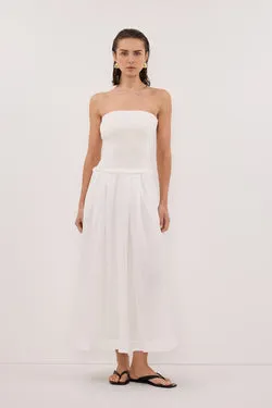 COCO WHITE STRAPLESS HYRBID MIDI DRESS