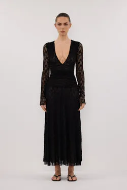 LIZZIE BLACK LACE LONG SLEEVE MAXI DRESS