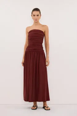 SHARI SAHARA STRAPLESS BANDEAU MIDI DRESS