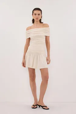 FEZ BONE OFF SHOULDER MINI DRESS