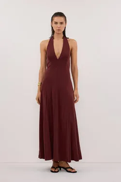 LYNN SAHARA HALTER MIDI DRESS