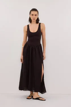 SKYLER BURNT CHOC HYBRID MIDI DRESS