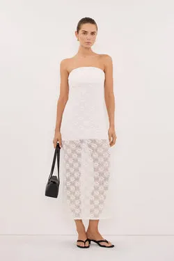AGNES WHITE STRAPLESS CROCHET MAXI DRESS