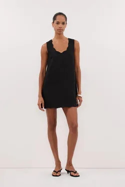 LELA BLACK SLEEVELESS LINEN MINI DRESS