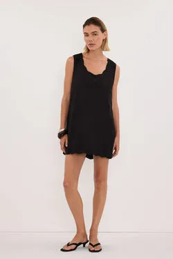 LELA BLACK SLEEVELESS LINEN MINI DRESS