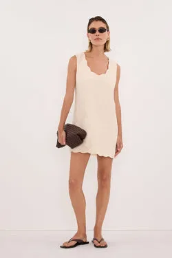 LELA SANDSTONE SLEEVELESS LINEN MINI DRESS