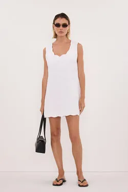 LELA WHITE SLEEVELESS LINEN MINI DRESS