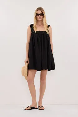 MIRANDA BLACK LACE TRIM MINI DRESS